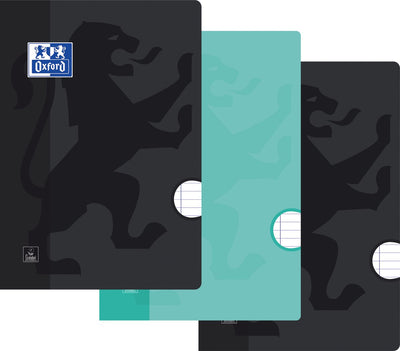 Oxford-Notizbücher – A4 – Lineatur – 36 Blatt – Schwarz-Türkis – 3er-Pack