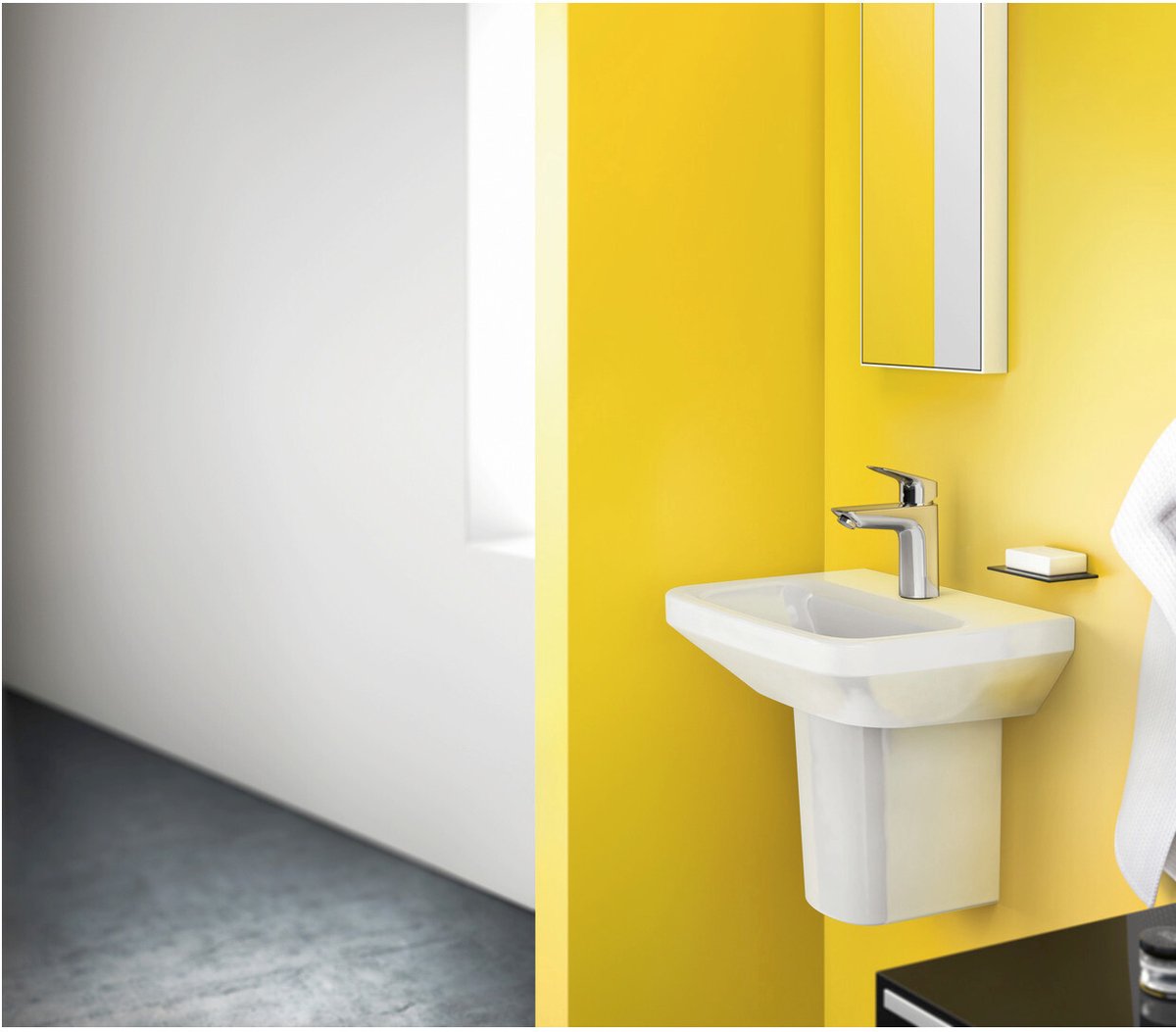 Hansgrohe Logis – Waschtischarmatur – Einhebelbedienung – Kaltstart energiesparend – ohne Ablaufgarnitur – 100 mm – Chrom