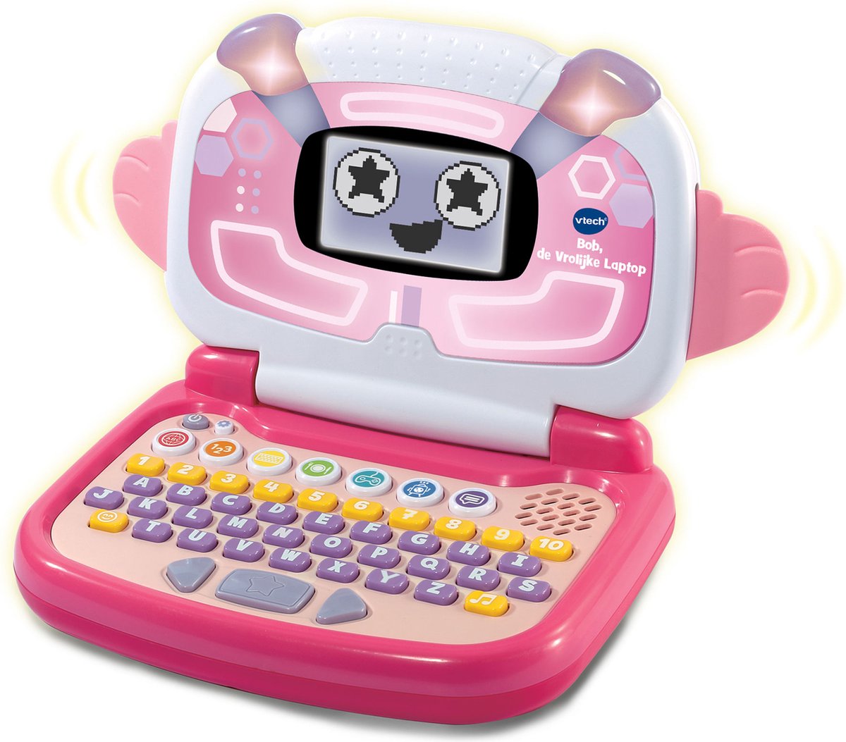 Vtech Bob, der fröhliche Laptop Pink – Spielzeugcomputer – Buchstaben, Zahlen und Zählen kennenlernen – 3 bis 7 Jahre