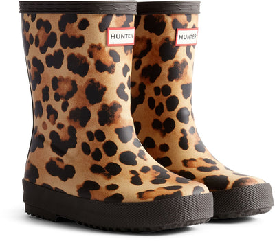 Hunter Kinder erster Stiefel mit Leopardenmuster, Leopardenmuster, Schokoladenbraun – Größe 28
