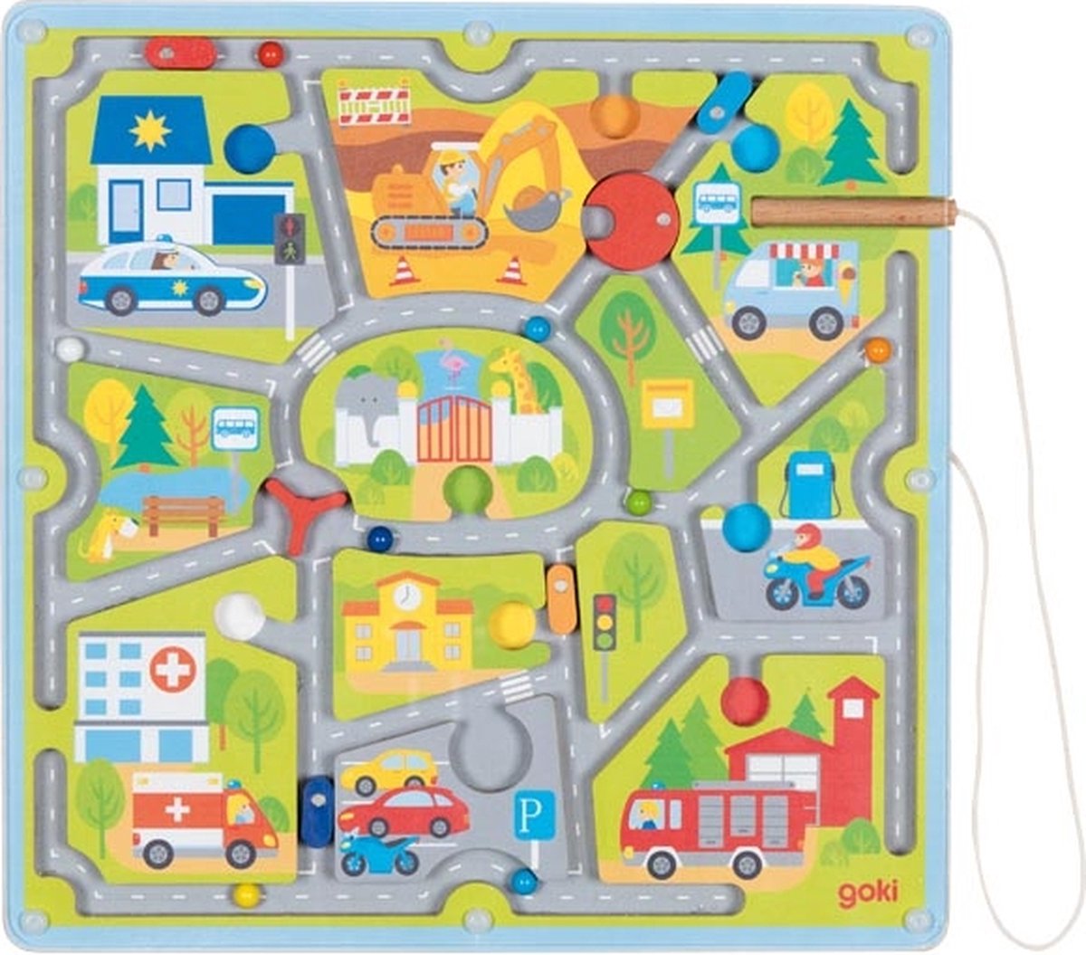 Goki Holzmagnet Maze kleine Stadt