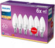 Philips LED-Energiesparkerze matt – 40 W – E14 – warmweißes Licht – 6 Stück – Energiekosten sparen