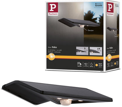 Paulmann Solar LED Hausnummernbeleuchtung Yoko dämmerungsgesteuerter Bewegungsmelder (IR) IP44 3000K 42lm Anthrazit
