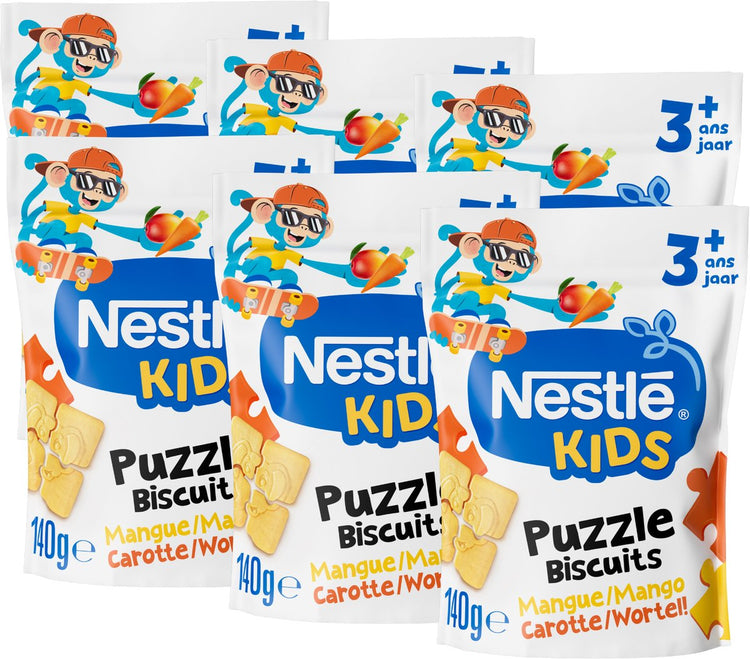 Nestlé Kids Puzzle Keks Mango Karotte – Snack für Kleinkinder – 3+ Jahre – 6 x 140 g