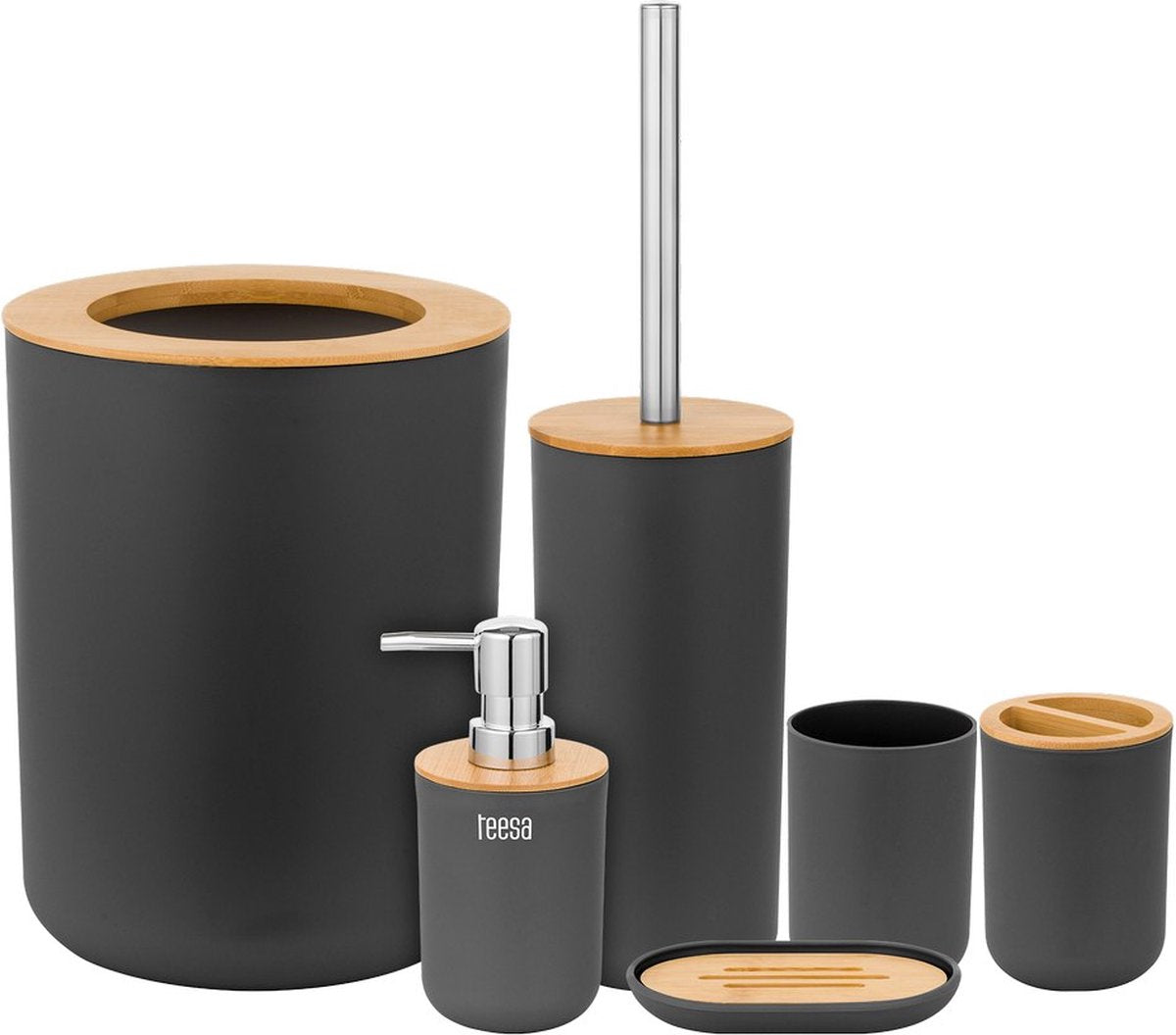 Teesa tsa0400-b – Set Badezimmerzubehör, schwarz