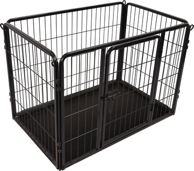 Flamingo-Hundeauslauf – Welpengehege – Hundehütte – Hundebox – Kazan Black S – 93 x 59 x 64 cm – Metall mit Epoxidbeschichtung – Schiebeschloss – herausnehmbare Schublade – für kleine Hunde – für den Innenbereich