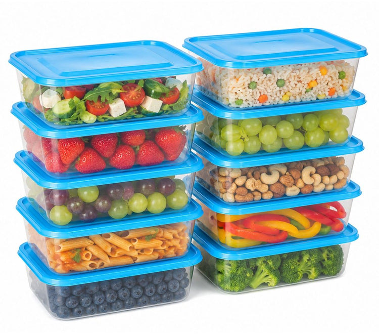 Markenlose Sans Marque Alpina Lebensmittelbehälter 10 Stück – Gefrierbehälter 600 ml – luftdichte Meal-Prep-Behälter mit Deckel – Kunststoff
