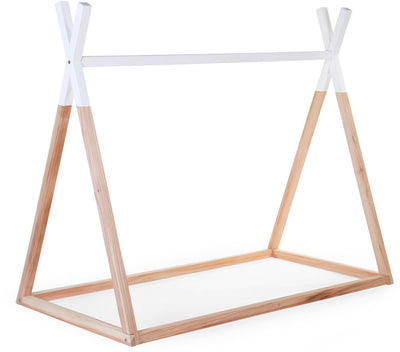 Childhome Tipi-Bett – 70x140 cm – Holz – Naturweiß – Kinderbett im Zeltstil – Massivholz