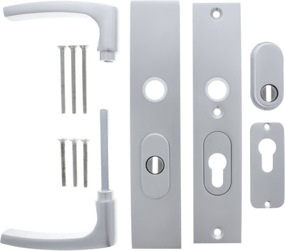 Starx Türgriff auf Schild - Aluminium F1 - Aluminium - - Türgriff auf SKG*** mit Kernziehschutz 195x50mm PC55 72 Aluminium F1