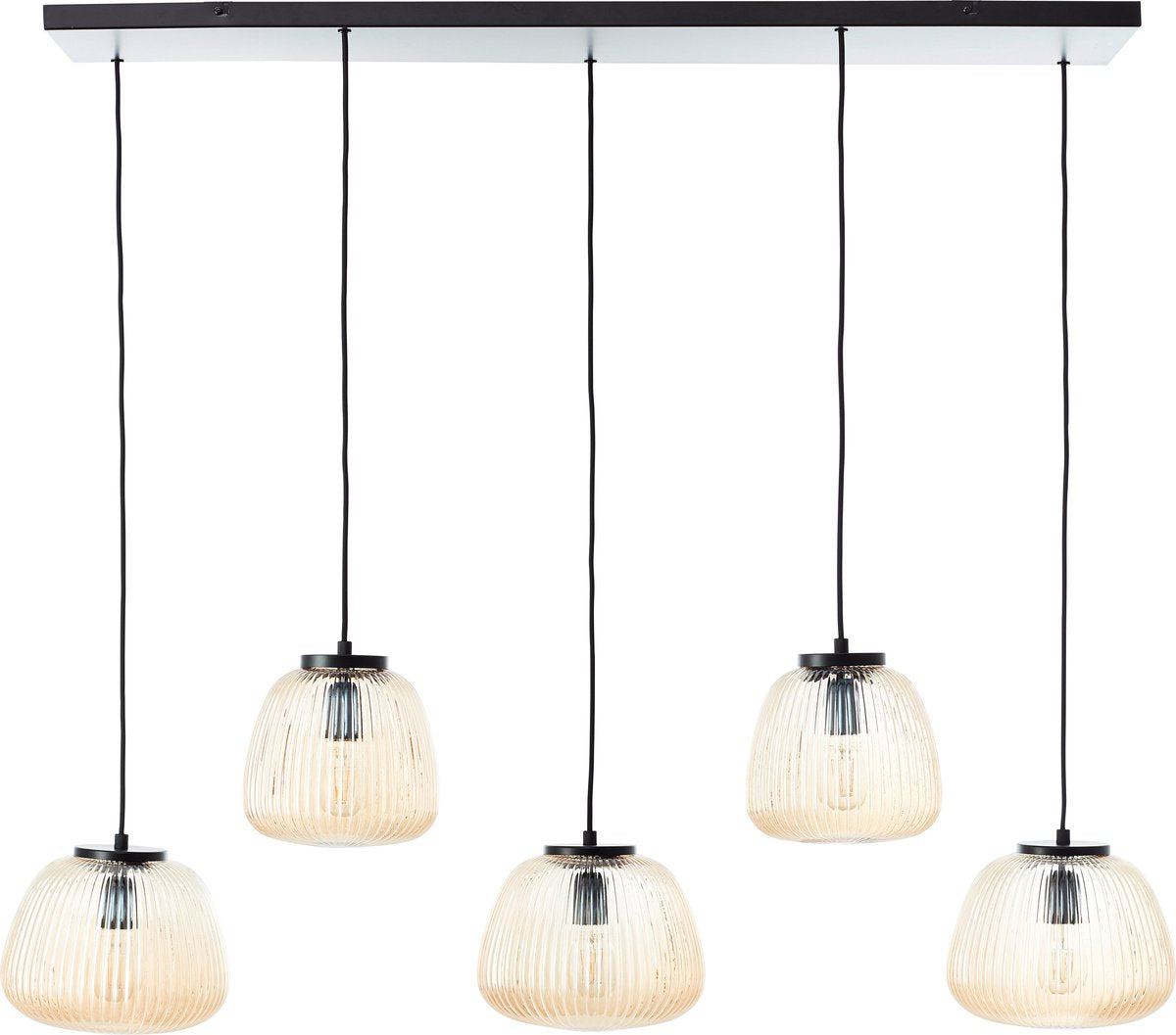 Brilliant Kaizen – Hängelampe – 5-flammig – E27 max. 5 x 25 W – Glas – Bernstein – Schwarz
