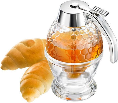 Westmark Honigspender mit Sockel, Fassungsvermögen: 200 ml, Glaskunststoff, Deluxe, transparent silber, 65132260