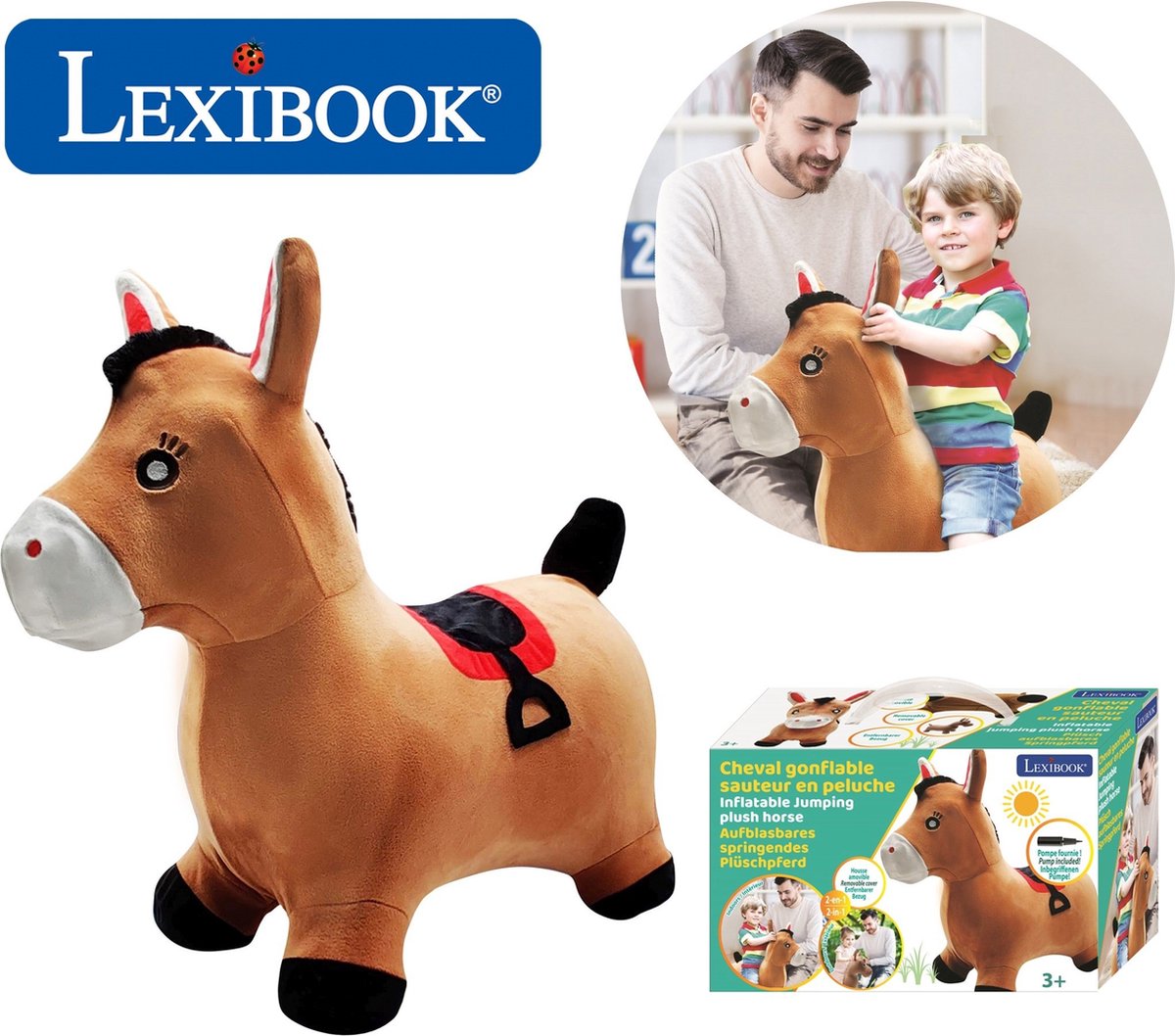 Lexibook aufblasbares Springpony mit Plüschanzug