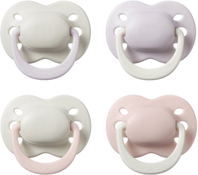 Tommee Tippee-Schnuller für Neugeborene – 0–2 Monate – 4 Stück – kieferorthopädischer Schnuller – 100 % BPA-freies Silikon – helle Pflaume und Zuckerwatte