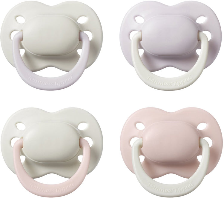 Tommee Tippee-Schnuller für Neugeborene – 0–2 Monate – 4 Stück – kieferorthopädischer Schnuller – 100 % BPA-freies Silikon – helle Pflaume und Zuckerwatte