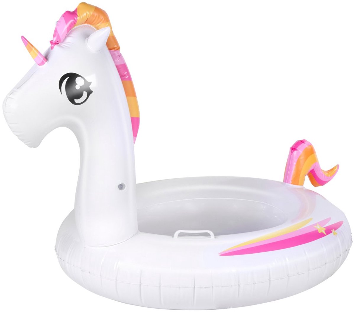 Eddy Toys aufblasbares Einhorn – aufblasbares Tier für Kinder – Luftmatratze Schwimmbad – aufblasbare Einhornfigur – mit Griffen und Reparaturflicken – 107 x 71 x 79 cm