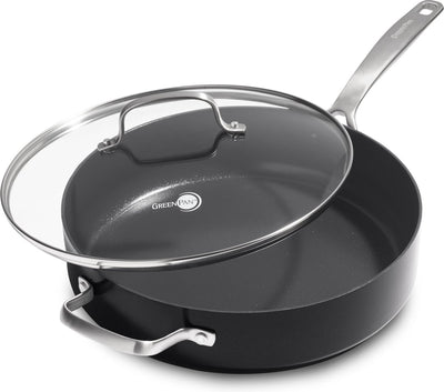 Greenpan Copenhagen Bratpfanne 28 cm – 4,3 l – mit Deckel – extra Griff – PFAS-frei