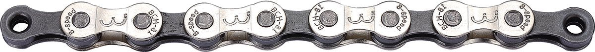 BBB Cycling Powerline Fahrradkette – 8-Gang-Fahrradkette Rennrad – 114 Glieder – Grau und vernickeltes Silber – BCH-81