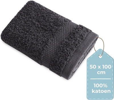 Stille. Living Hush Living Handtuch – pro Stück – 50×100 cm – 100 % Baumwolle – schwere Qualität 500 g m2 – stilvolle Bordüre und Aufhängeöse – Anthrazit