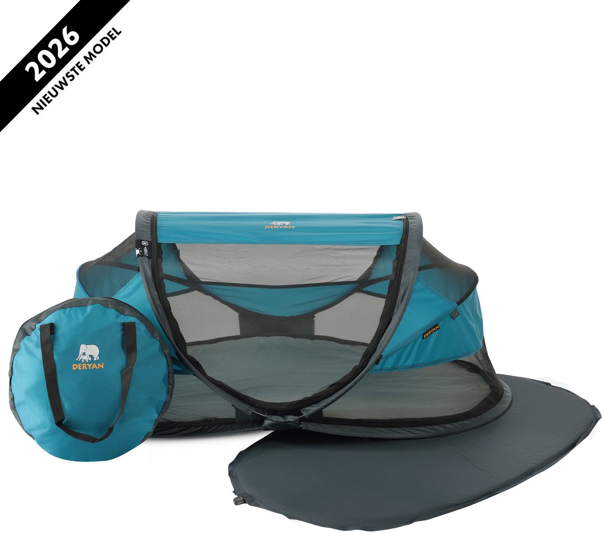 Deryan Baby-Luxus-Campingbett – inklusive selbstaufblasender Matratze – Ozean
