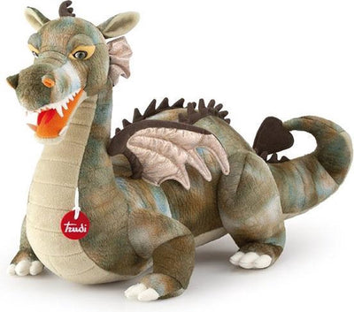 Trudi - Kuscheltier Drache Drago Arancio 24 cm - handgefertigt in Italien - weicher Plüsch - Kuscheltier für Jungen und Mädchen - grün orange - 35x26x24 cm Größe S