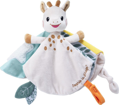 Kuscheltuch Giraffe Sophie mit Schnulleraufsatz – weiches Babykuscheltier und praktisches Accessoire – ideal zum Kuscheln, Spielen und als Geschenk zur Schwangerschaft