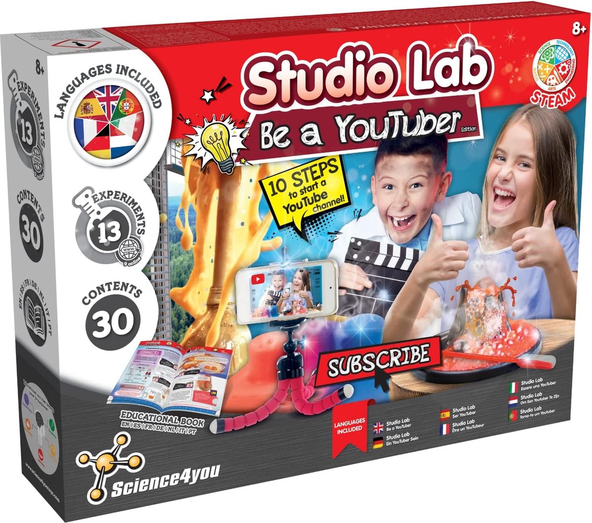 Science 4 you science4you be a youtuber – Science Experiment Box – 13 virale Experimente mit Kamera-Greenscreen – ab 8 Jahren