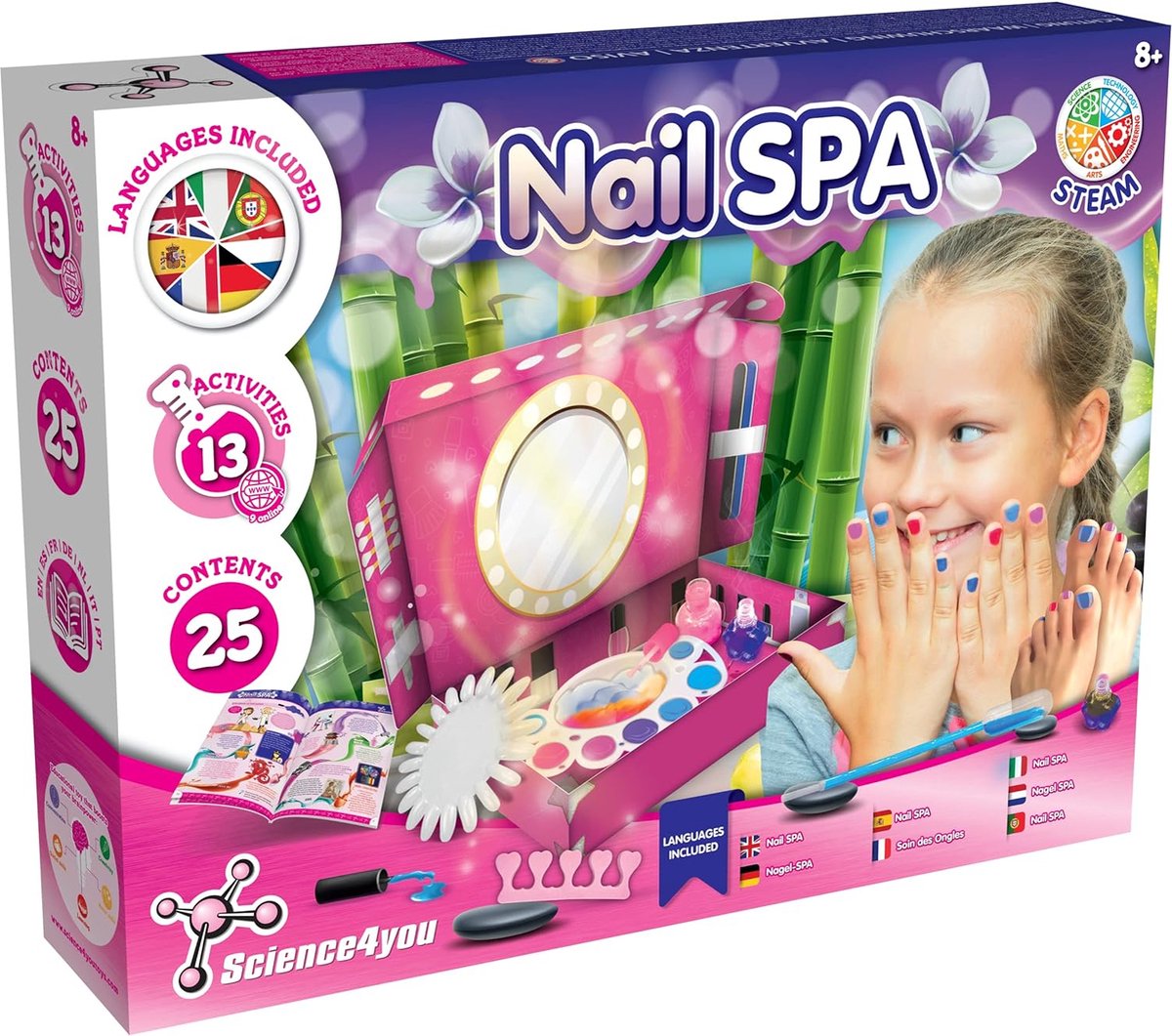 Science 4 you science4you Nail Spa – Experimentierset – Maniküre und Nagelstudio für Kinder – 25 Teile – 13 Optionen – ab 8 Jahren