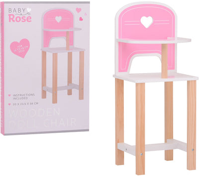 Johntoy hölzerner Puppenstuhl Baby Rose – Puppenmöbelspielzeug.