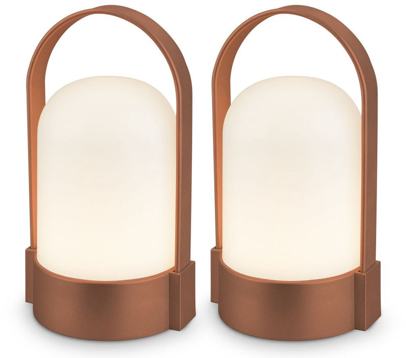 B.k.licht asa – 2er-Set wiederaufladbare Tischlampen – kabellose Lampe – dimmbar – Campinglampe – Zeltlampe – 50 lm – für drinnen und draußen – 9 x 8 x 15,5 cm – braun