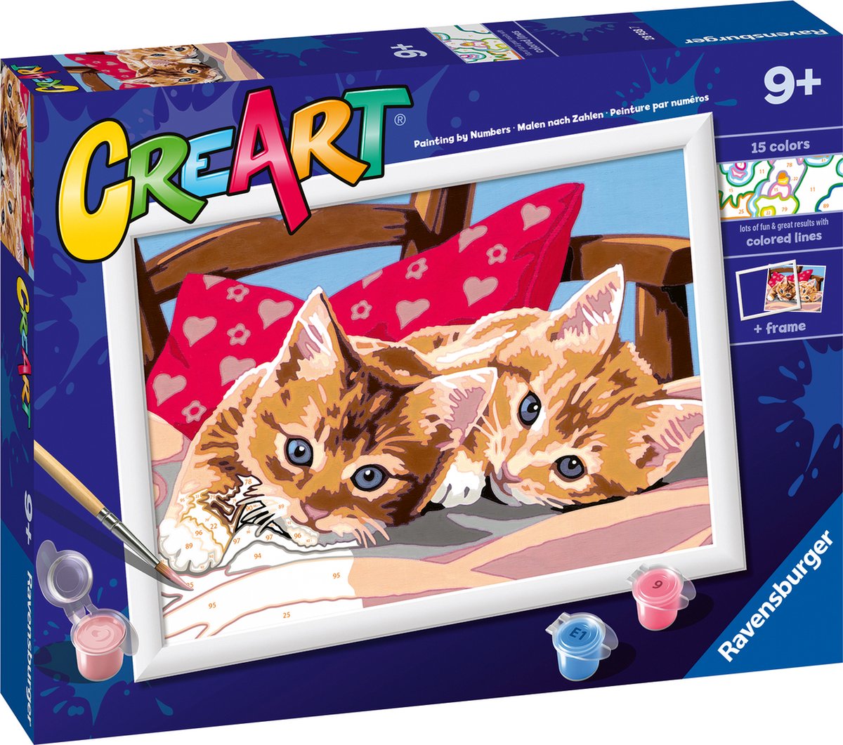 Ravensburger Kreart Gemälde bei Nummer zwei umarmte Katzen
