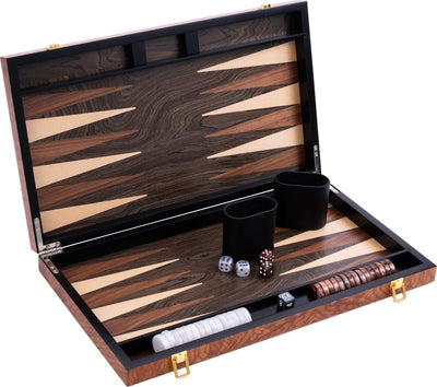 Longfield Backgammon 18 Zoll – Brett mit Erlenholzeinlage – luxuriöse Holzkiste – natürliches Finish – Engelsherz