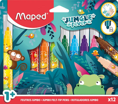 Maped Office Filzstift Maped Jungle Fever Jumbo-Set 12 Farben