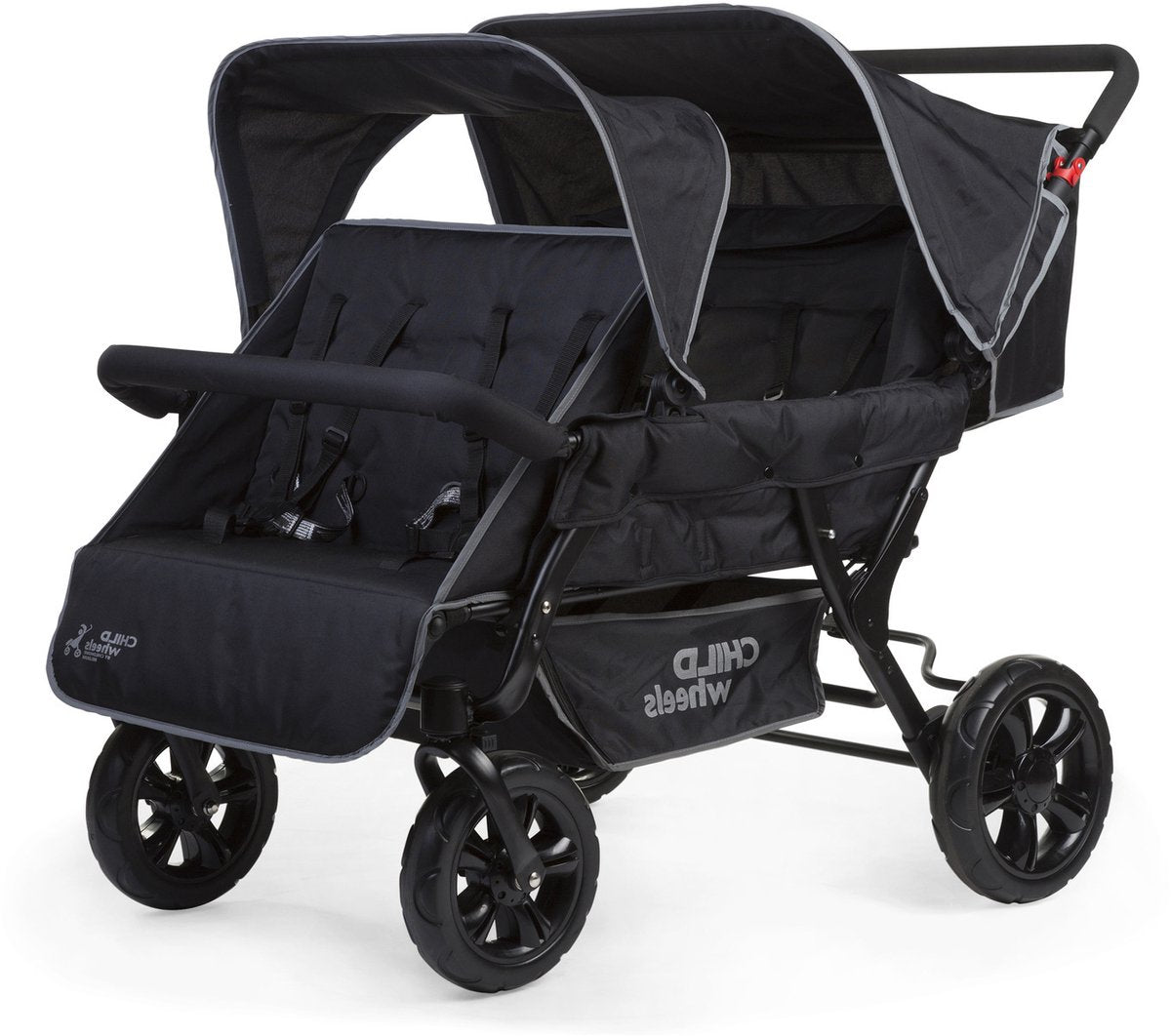 Childhome Two by Two Kinderwagen Buggy – 4 Sitzer – Kinderwagen inkl. Regenschutz und Sonnendach – 120 x 85 x 103 cm
