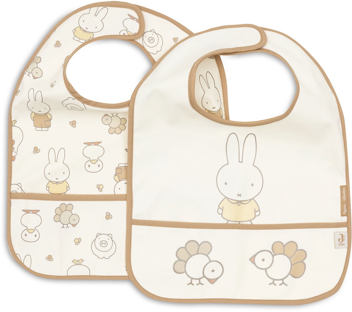 Jollein Lätzchen wasserdicht – 2 Stück – Miffy Family Farm