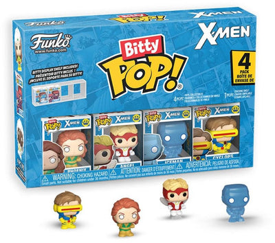 Funko X Men Bitty Pop! Vinylfiguren, 4er-Pack, Jeansgrau, mit 2,5 cm Durchmesser, Minifigur – 2 cm