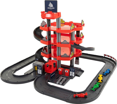 Cavallino Toys Cavallino Racing Parkhaus mit 4 Stockwerken und Autos spielen Set