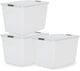 Iris Storage Aufbewahrungsbox mit Clips – 60l – XXL-Aufbewahrung – stapelbar – Kunststoff – transparent grau – 3er-Set