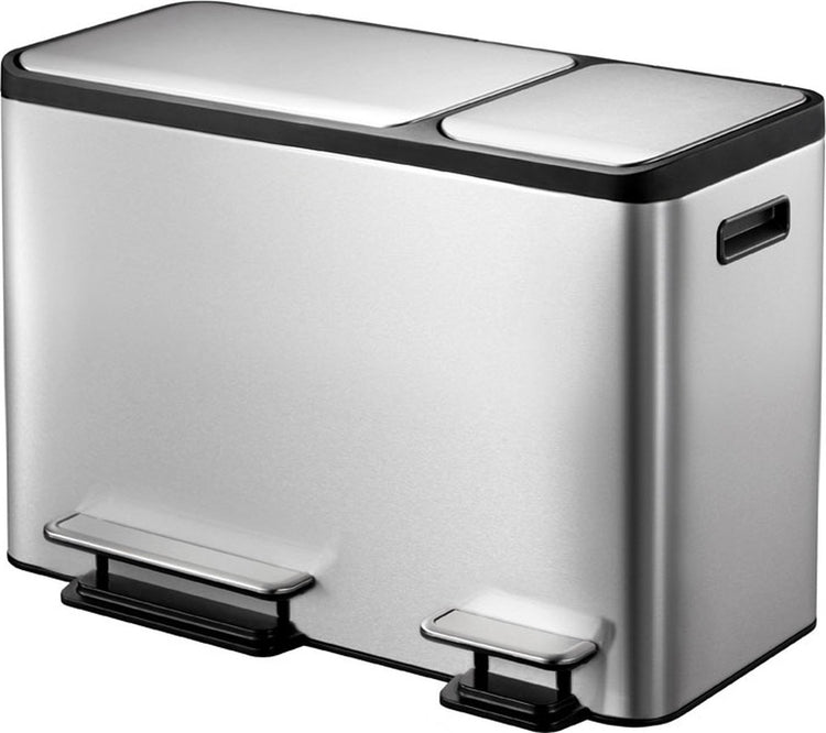 Eko - ecocasa Recycler Treteimer 24+12 Liter - Edelstahl Kunststoff - Edelstahl matt - Abfalleimer