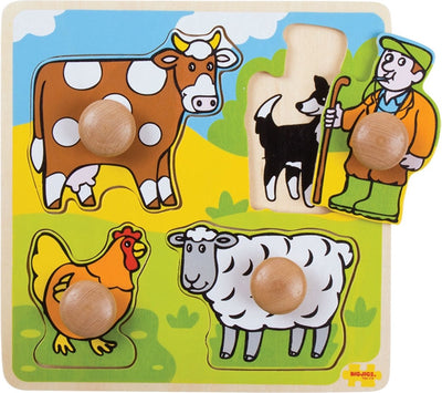 Bigjigs Holz Nick Puzzle Farm, 4dlg.