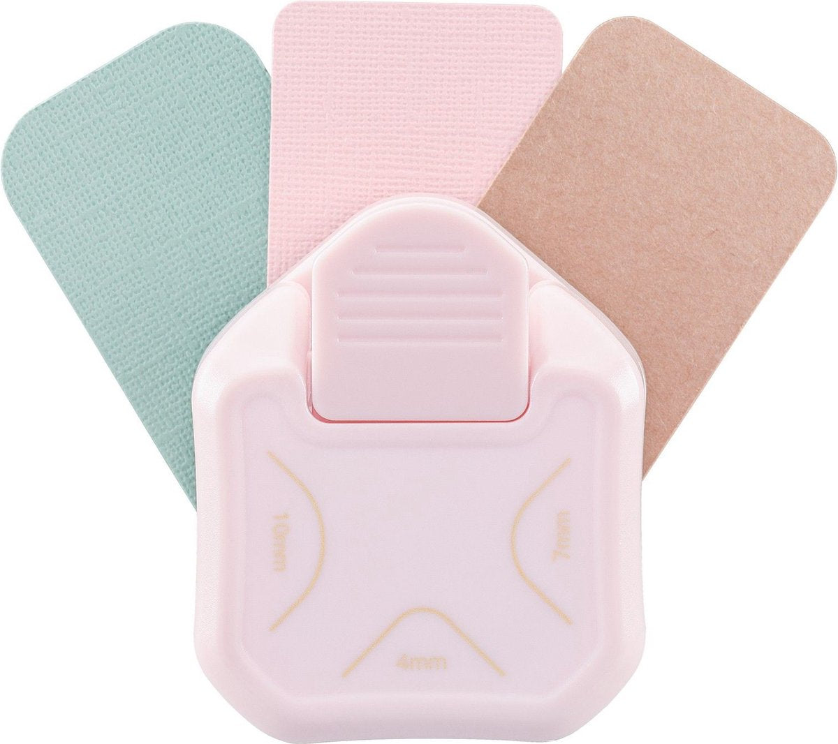 Vaessen Creative Punch – Eckenstanzer – 3-in-1 Etikettenstanzer – 4, 7 und 10 mm – Rosa