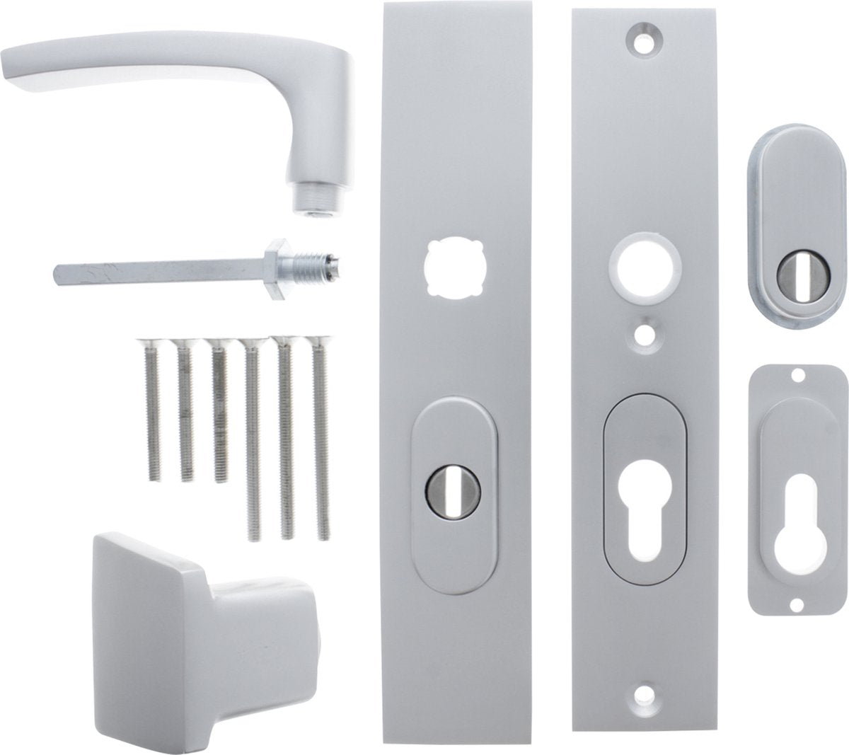 Starx-Sicherheitsbeschläge mit Kernzugschutz – Türbeschläge aus Aluminium – Drückergriff – langes Schild Stk. 55 Stk. 72 mm