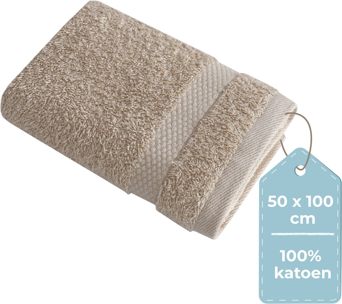 Stille. Living Hush Living Handtuch – pro Stück – 50×100 cm – 100 % Baumwolle – schwere Qualität 500 g m2 – stilvolle Bordüre und Aufhängeöse – Sand