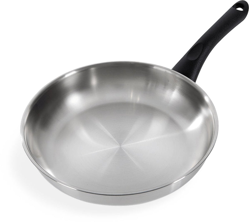 BK Bold Bratpfanne 24 cm – ohne PFAS-freie Antihaftbeschichtung – Induktionsbratpfanne – Bratpfanne aus Edelstahl – Kaltgriffe – ofenfest bis 160 °C – Kaltgriffe – ohne Deckel – Silber