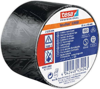Tesa Isolierband schwarz 50mm 25mtr | 4 Stück