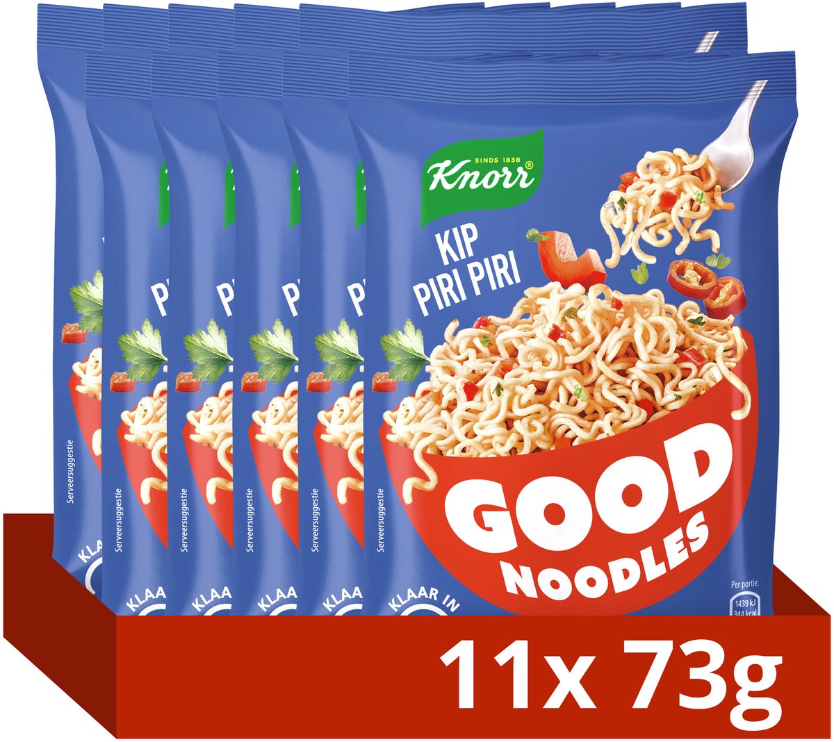 Knorr gute Nudeln – Chicken Piri Piri – ohne künstliche Farb- und Konservierungsstoffe – 11 x 73 g