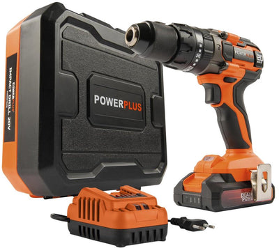 Powerplus Schraub- und Schlagbohrmaschine powdp15211 – 20V Schlagbohrmaschine – inkl. Batterie 20 V 2,0 Ah und Ladegerät 2,0 A