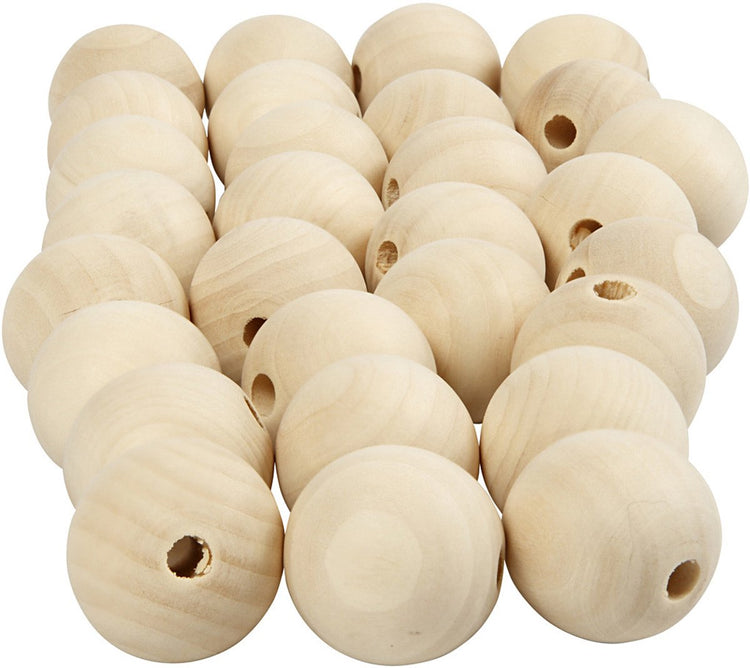 Creativ Company Holzperle, D 25 mm, Lochgröße 4,5 mm, 100 Stück 1 Box