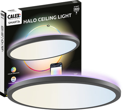 Calex Halo Smart Deckenleuchte – Smart Deckenleuchte 40 cm – RGB und warmweißes Licht – Schwarz