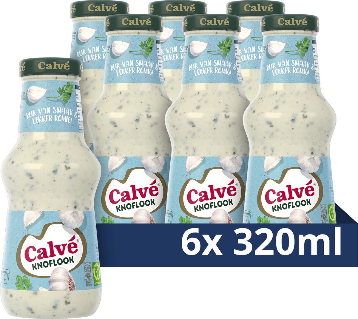 Calvé-Sauce – Knoblauch – köstlich zu all Ihren Snacks, zum Grillen oder für Gourmets – 6 x 320 ml
