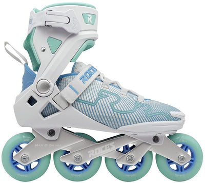 Roces R-Evo 84 Inline-Skates – 84 mm – Softboot – zusätzliche Komfortstabilität – Fersenverriegelung, einfacher Einstieg – Abec-7 – Fitness-Inline-Skates – Damen – Weiß Azurblau – Größe 40